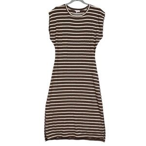 Entro Knit Striped Bodycon Midi Dress Size M